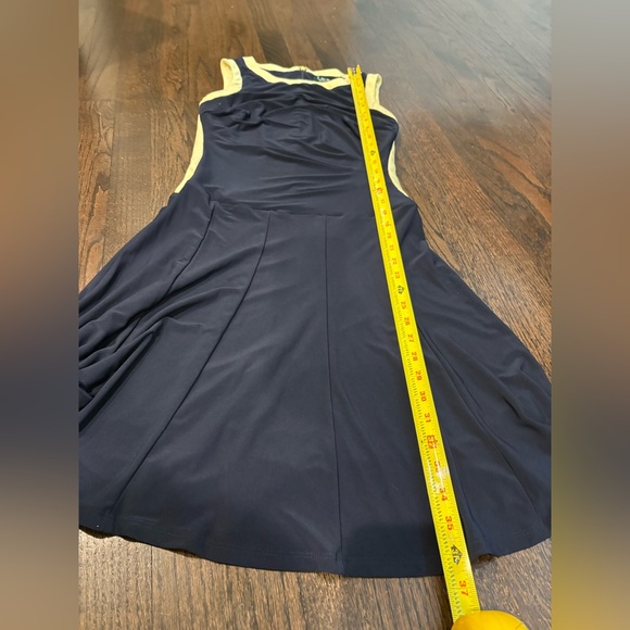 Lauren Ralph Lauren Navy Fit & Flare Dress Size 4 Yellow Trim Sleeveless Preppy - Picture 8 of 8